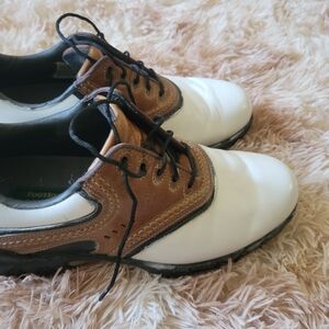 FootJoy Men's White and Brown Golf Shoes